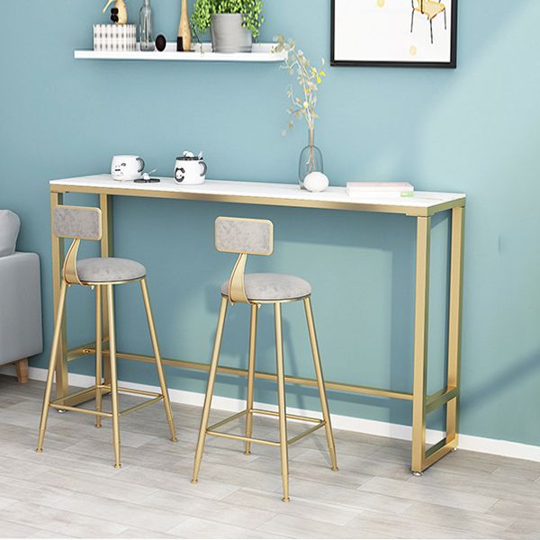 Glam Pub Table Trestle Base Rectangle Bar Table for Indoor and Breakroom