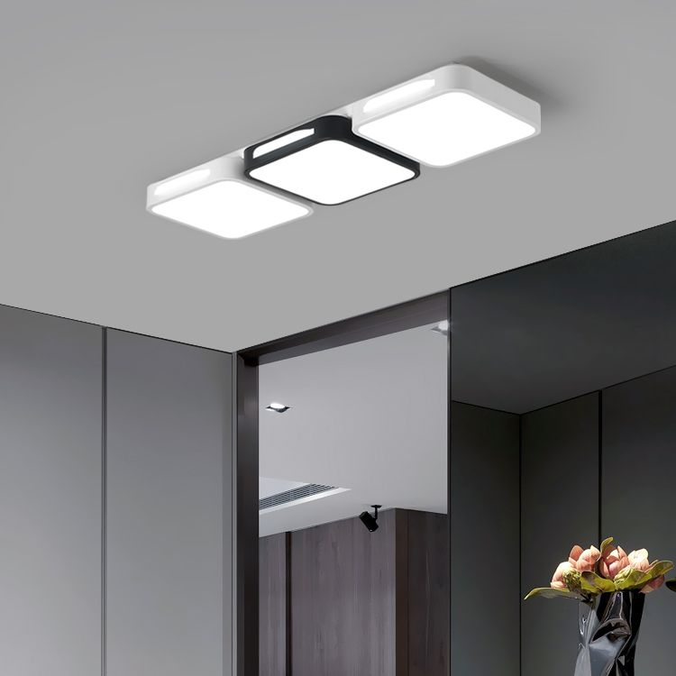 LED Modern Metal Flush Mount Square Shape Ceiling Lamp with Acrylic Shade for Living Room