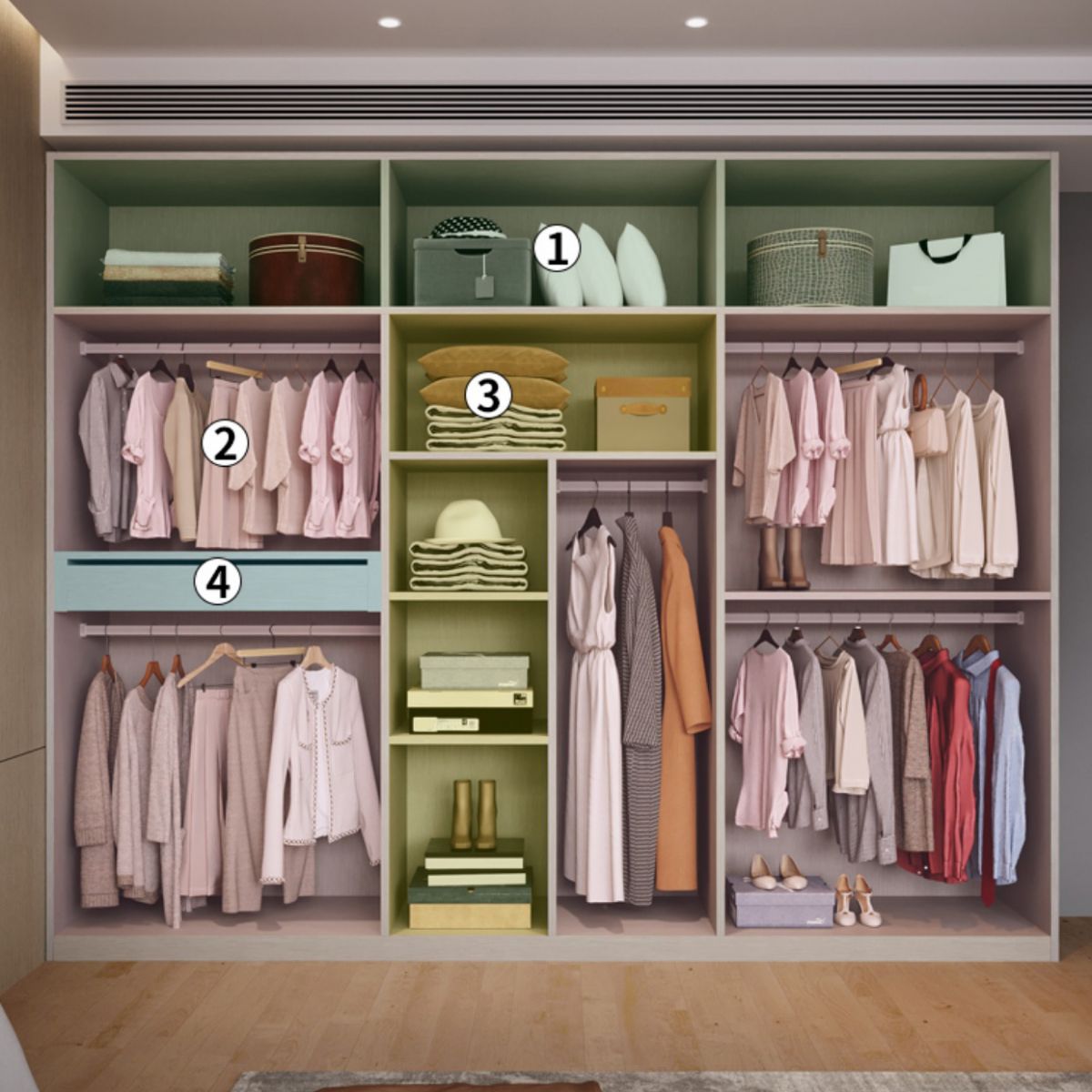 Modern Wood Wardrobe Armoire Freestanding Soft Close Doors Wardrobe Cabinet