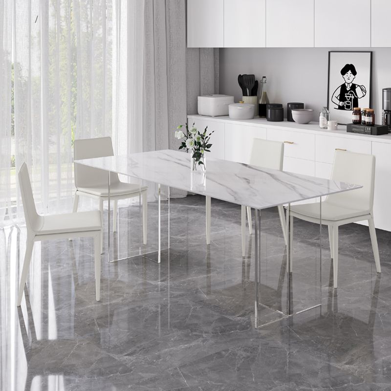 Modern 1/4/5/7 Pieces Dining Table Rectangle Stone Furniture in White
