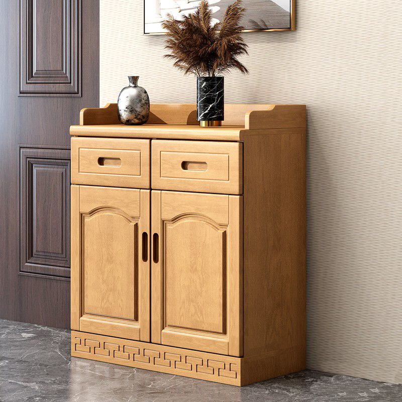 Mid-Century Modern Accent Cabinet with Drawers and Doors in Rubberwood
