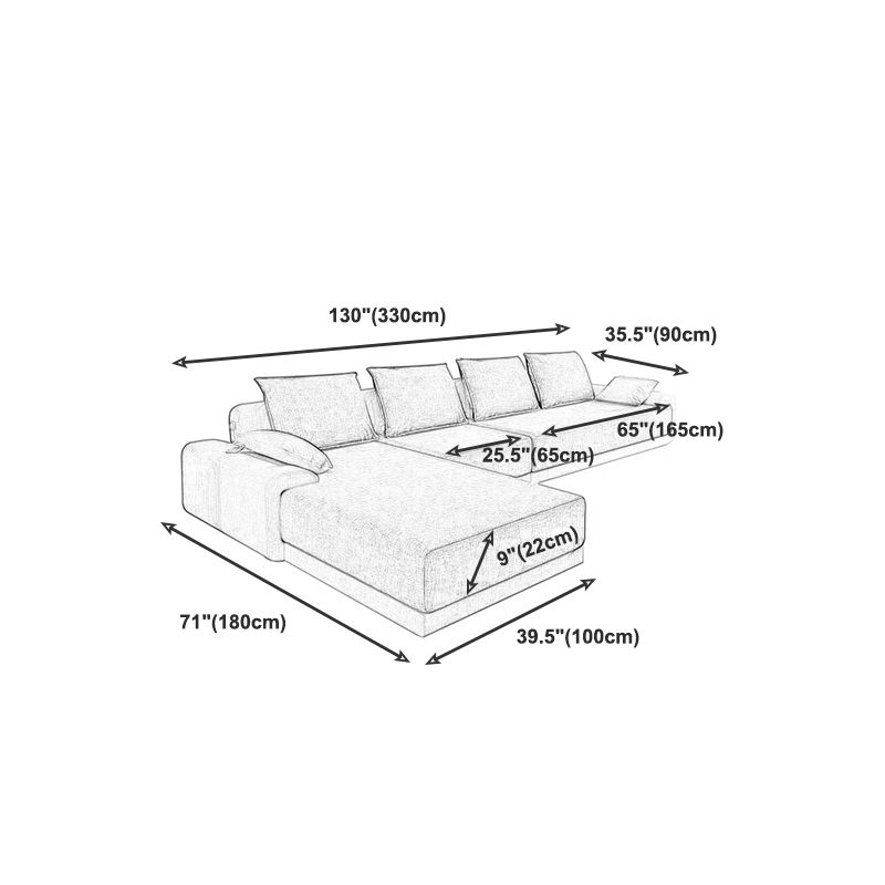Contemporary Loose Back Removable Cushions Sofa with Reversible Chaise for Living Room
