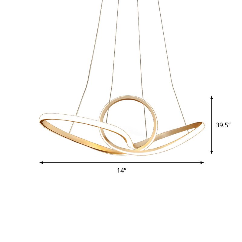 Acrylic Twist LED Suspension Light Nordic Style Gold Chandelier Light for Living Room