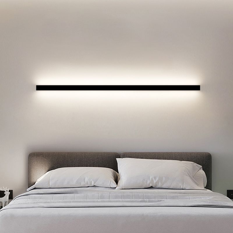 Linear Shape Metal Wall Sconce Modern Style 1- Light Wall Mount Light in Black