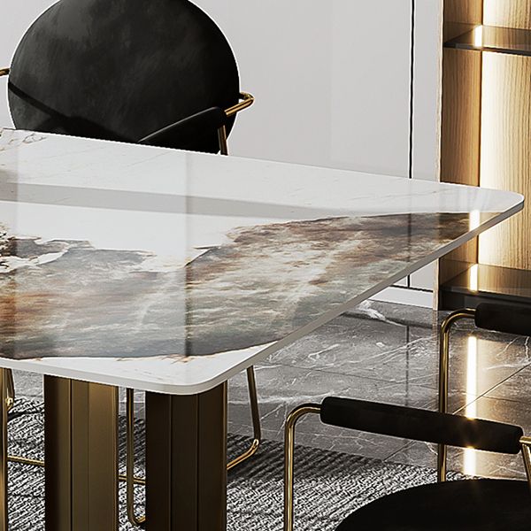 Glam Style Dining Rectangle Table Dining Sintered Stone Table for Home