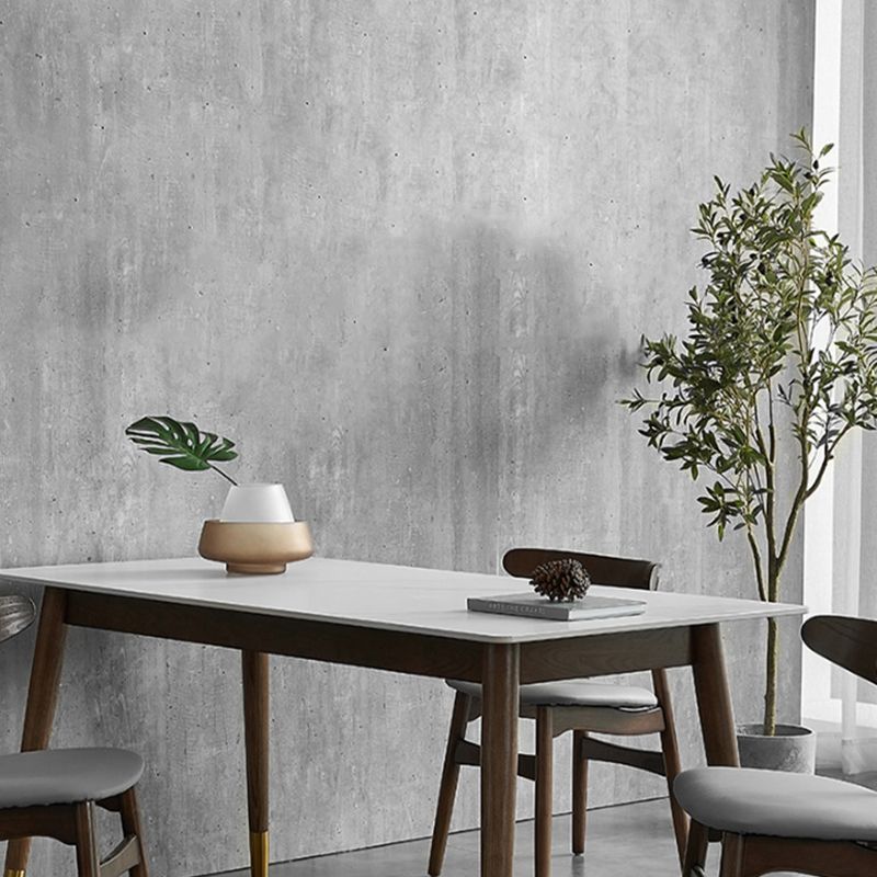 White Stone Top Table Mid-Century Modern Dining Table with 4 Legs