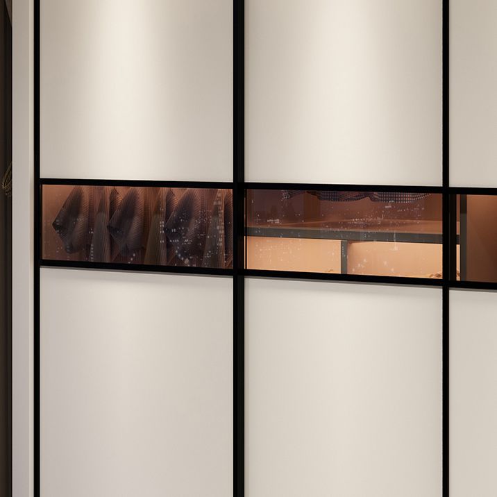 Engineered Wood Wardrobe Cabinet White Modern Wardrobe with Drawer