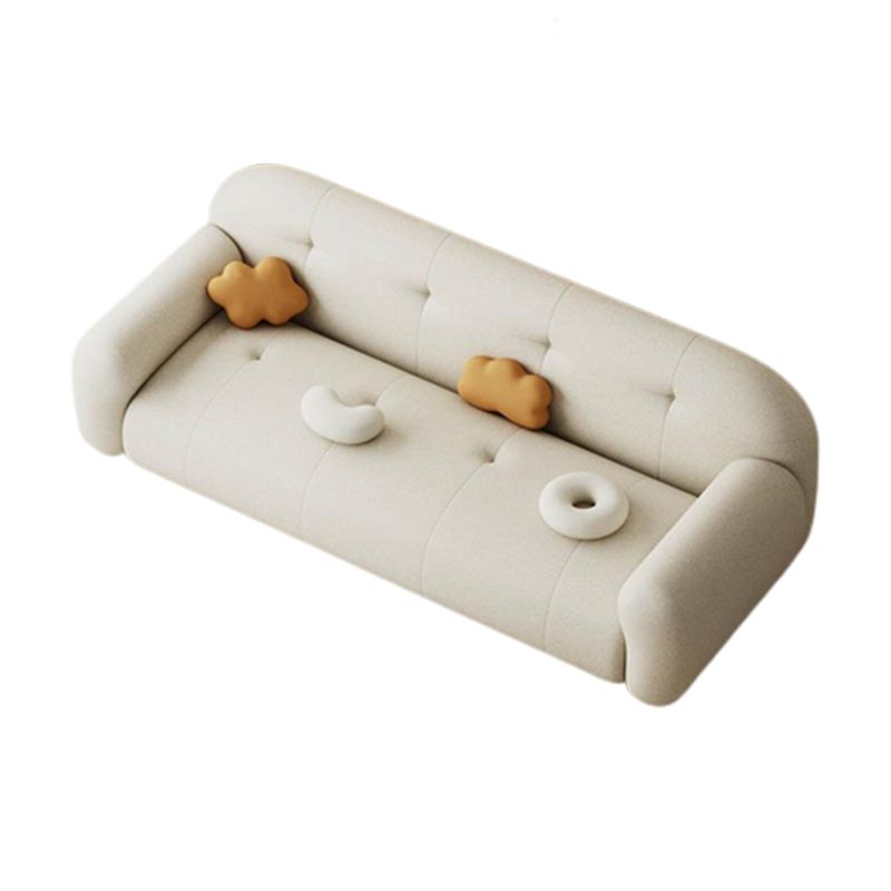 Modern Solid Color Settee Stationary Leather Sofa for Living Room