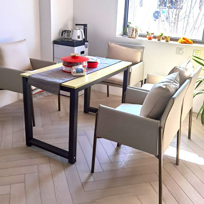 Upholstered Matte Finish Dining Chair Designer Style Home Solid Back Arm Chair