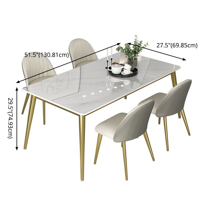 Minimalist Sintered Stone White Dining Set White Standard Dining Set for Kitchen