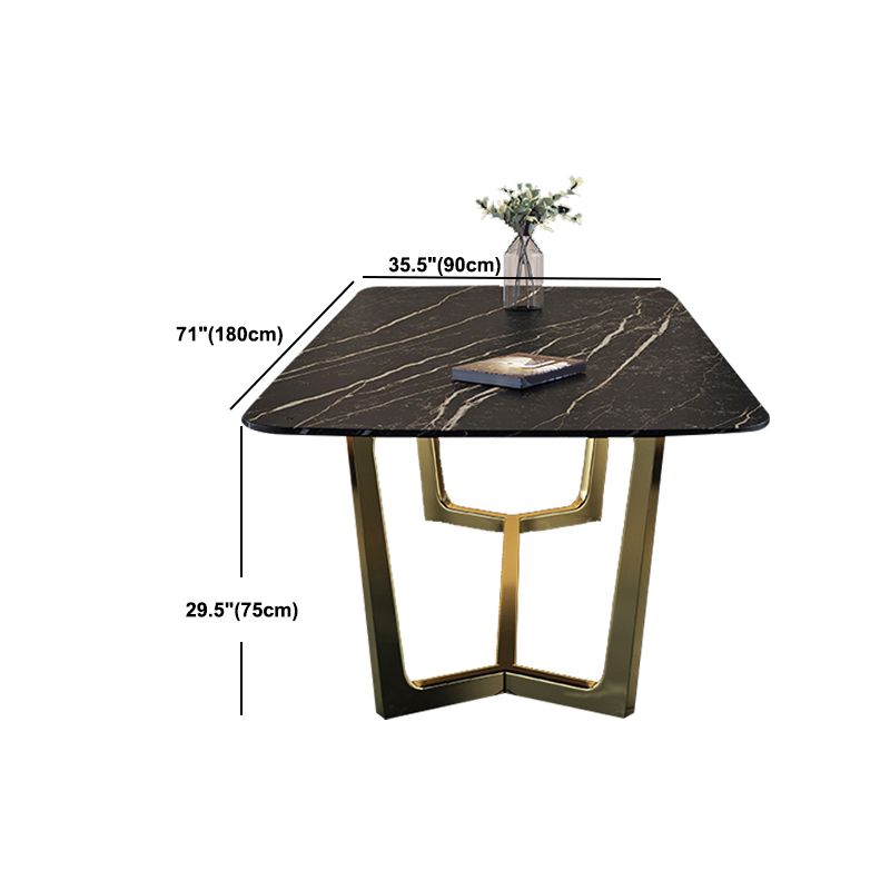 Glam Indoor Dining Table Set 1/4/5/7 Pieces Rectangle Trestle Dinette Set in Black