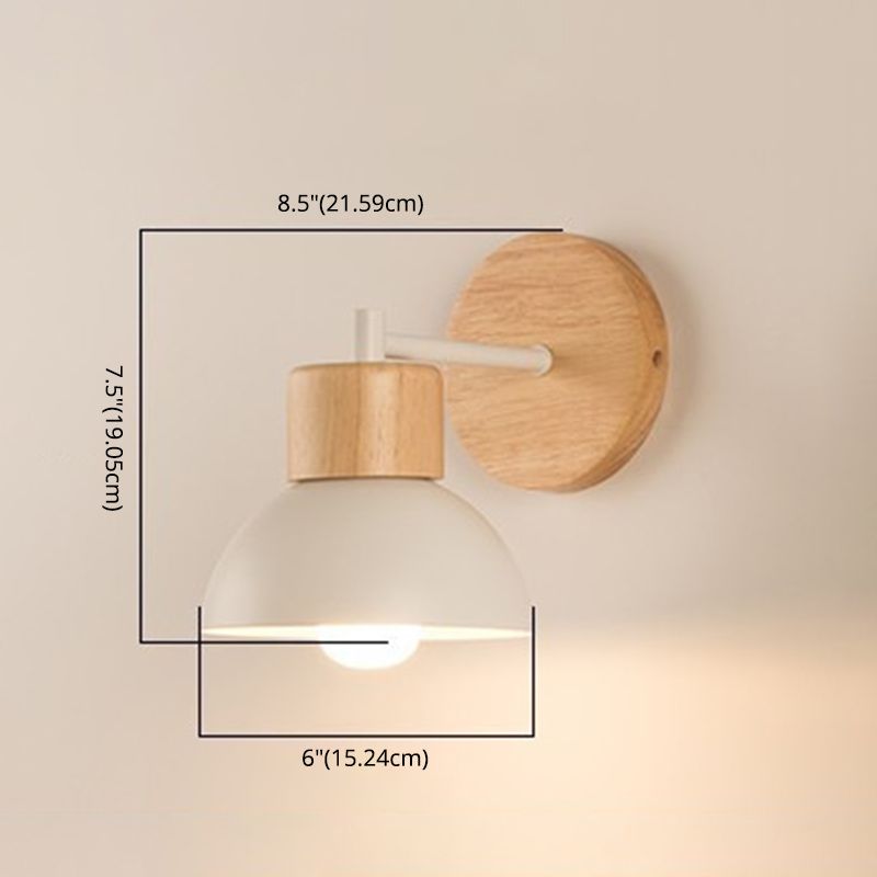 Bowl Wall Mounted Lamp Modern Simplicity Wood Wall Mount Lamp for Living Room