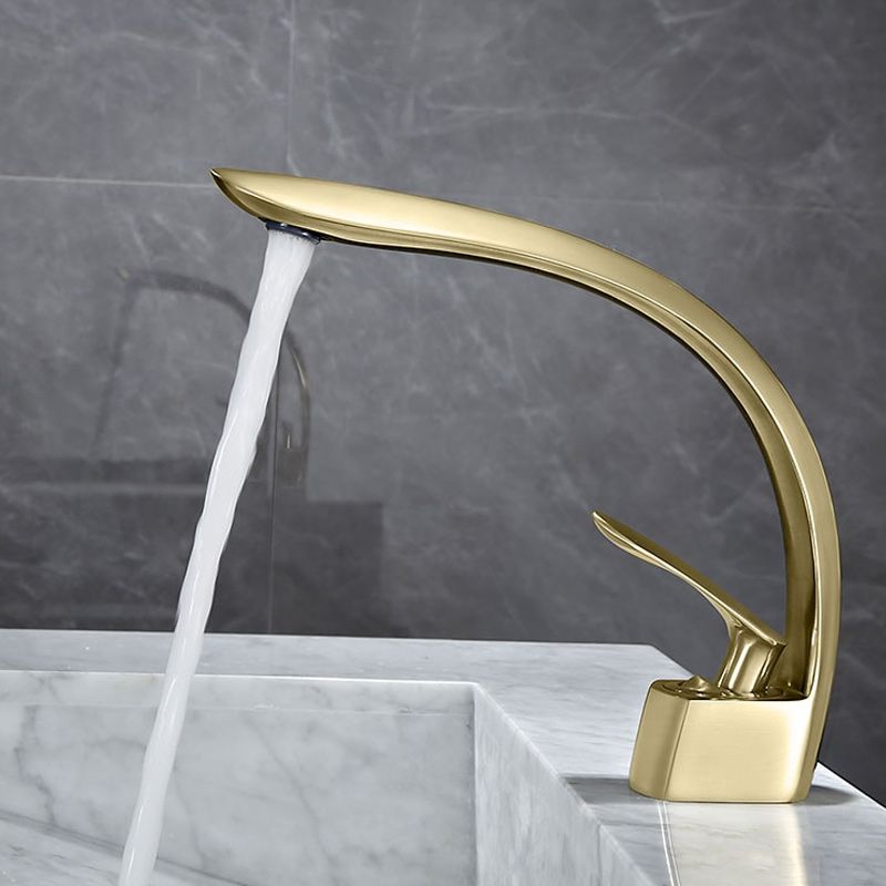Glam Single Handle Sink Faucet Brass Bathroom Gooseneck Faucet