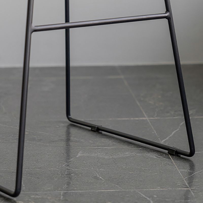 Modern Backrest Armless Counter Stool Iron Bar Stool with Black Metal Base