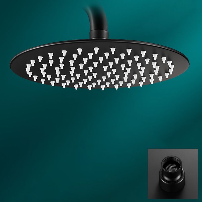 Black Round Fixed Shower Head Modern Style Wall-Mount Showerhead