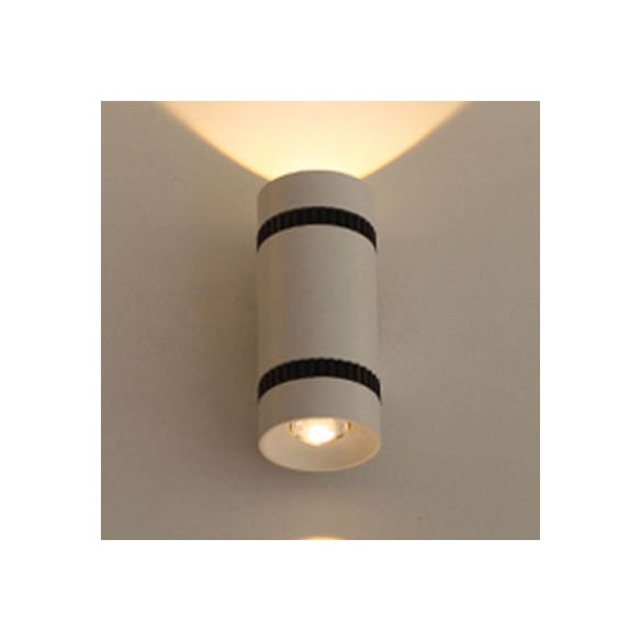 White Cylinder Shade Wall Light Sconce Contemporary Style 2-Head Aluminum Wall Lamp for Outdoor