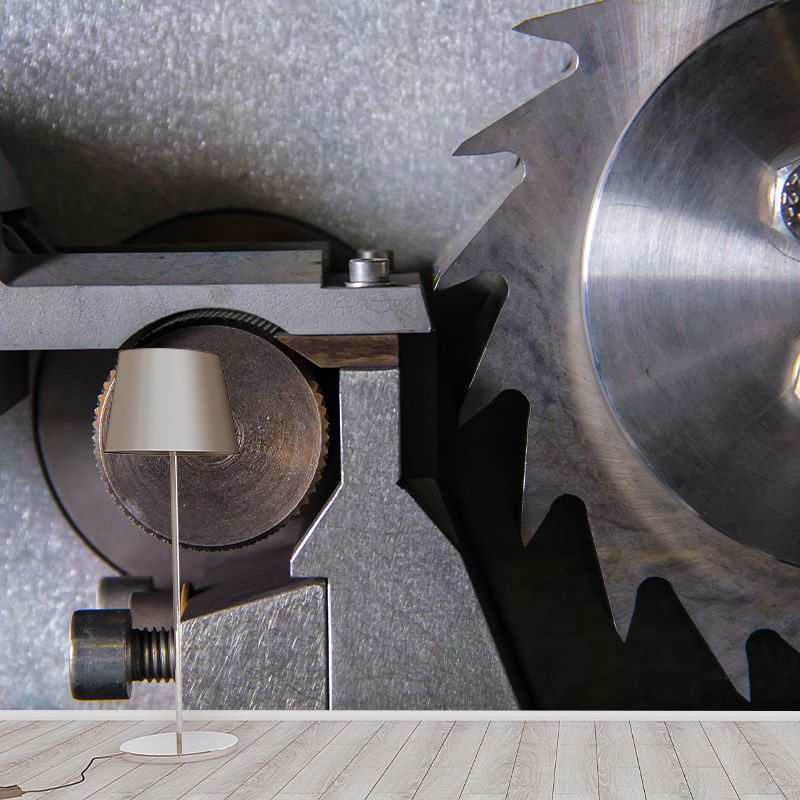 Industrial Sytyle Metal Gear Mural Wallpaper Living Room Wall Covering ,Customised