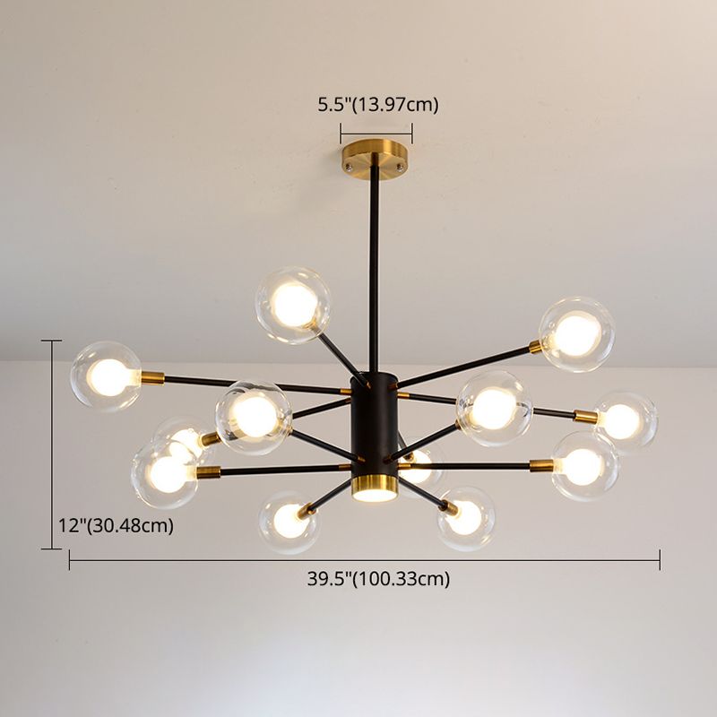 Post-Modern Starburst Hanging Chandelier Light Clear Globe Glass Ceiling Chandelier for Living Room