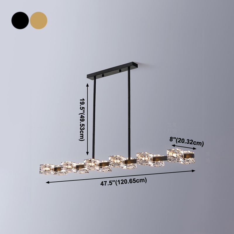 Cube-Shaped Island Lighting Fixtures Contemporary Crystal Chandelier Light