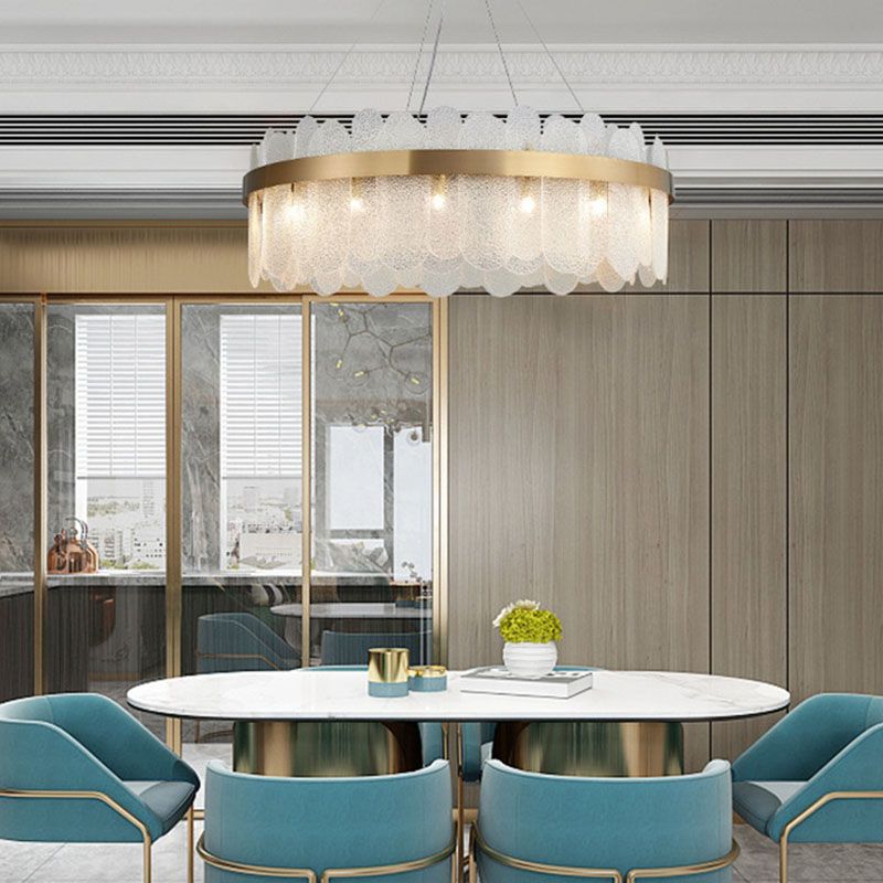 Drum Chandelier Light Fixture Vintage Glass Pendant Lighting for Restaurant