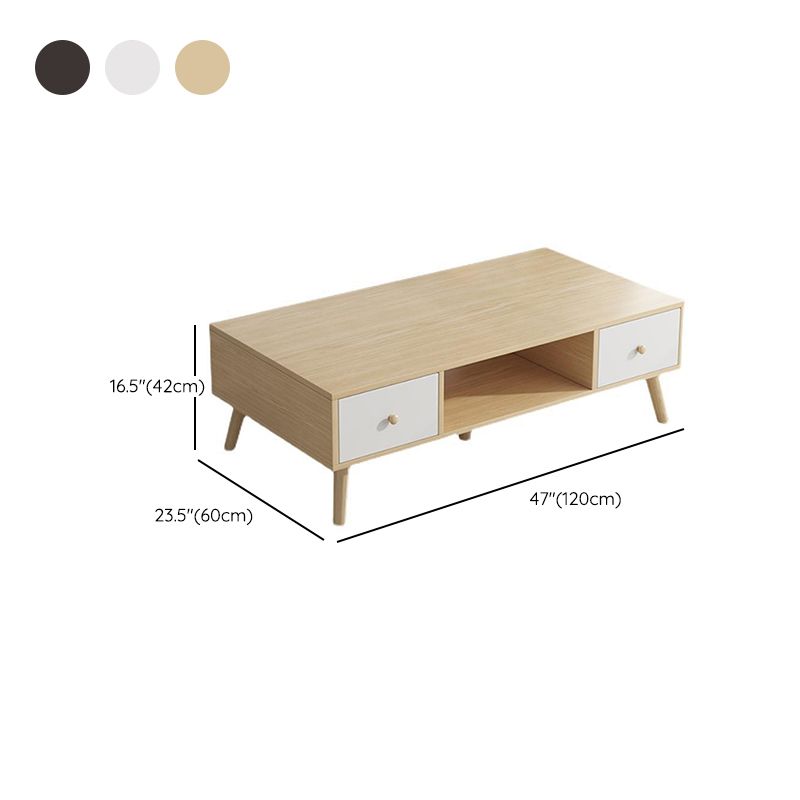 Wood Coffee Table Modern Single Coffee Table with with Storage Drawers