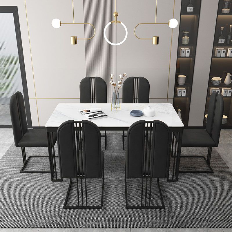Modern 1/2/6/7 Pieces Dinette Set with White Sintered Stone Top Rectangle Dining Table Set