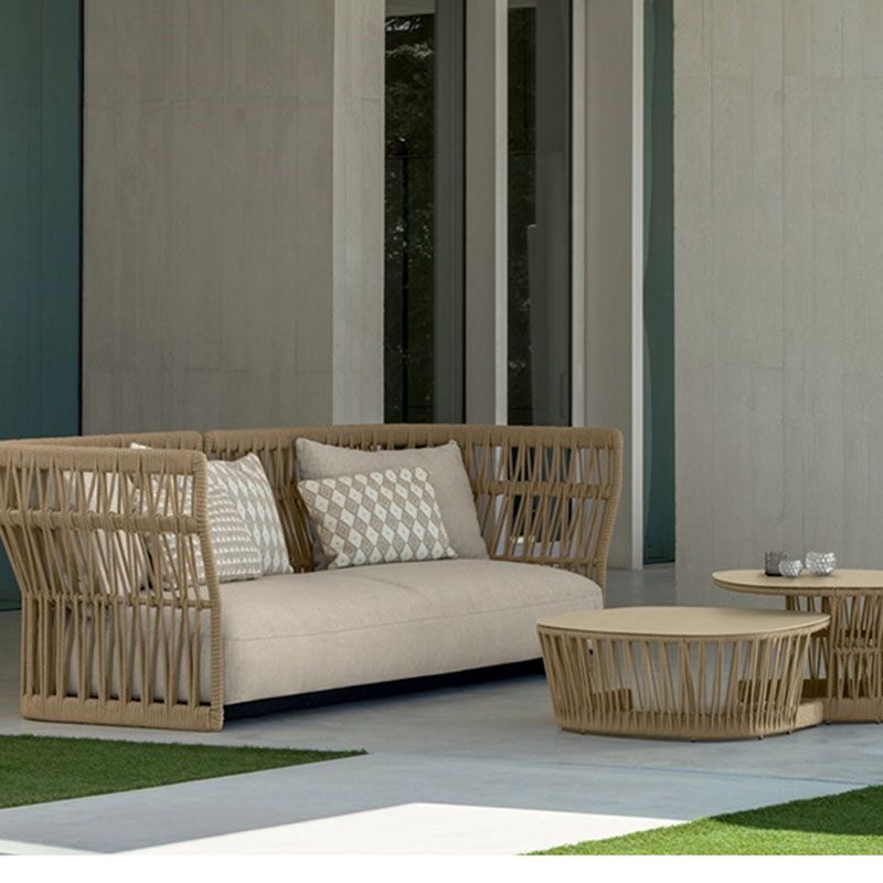 Tropical Patio Sofa Water Resistant Rattan Outdoor Patio Sofa