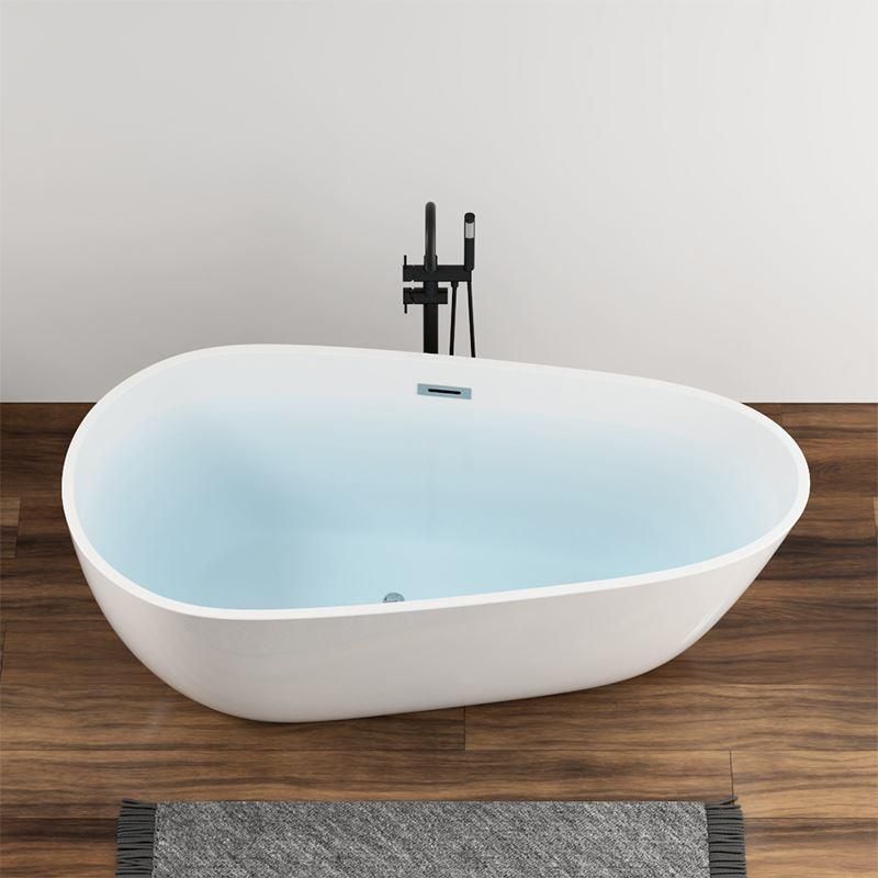Modern Acrylic Bathtub Freestanding Soaking Bathtub with Drain Bathtub and Overflow Hole