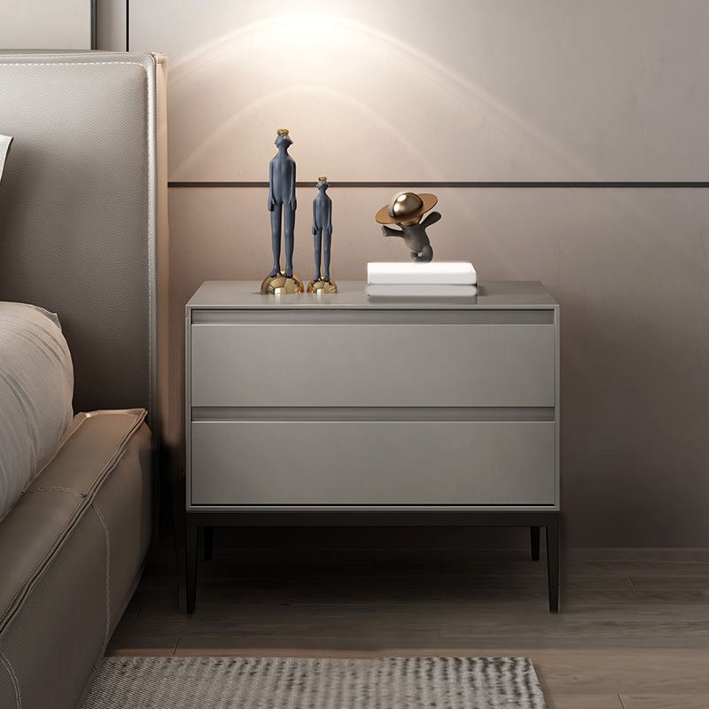 Wood 2-drawer Nightstand 20" Tall Accent Table Nightstand with 4 Legs