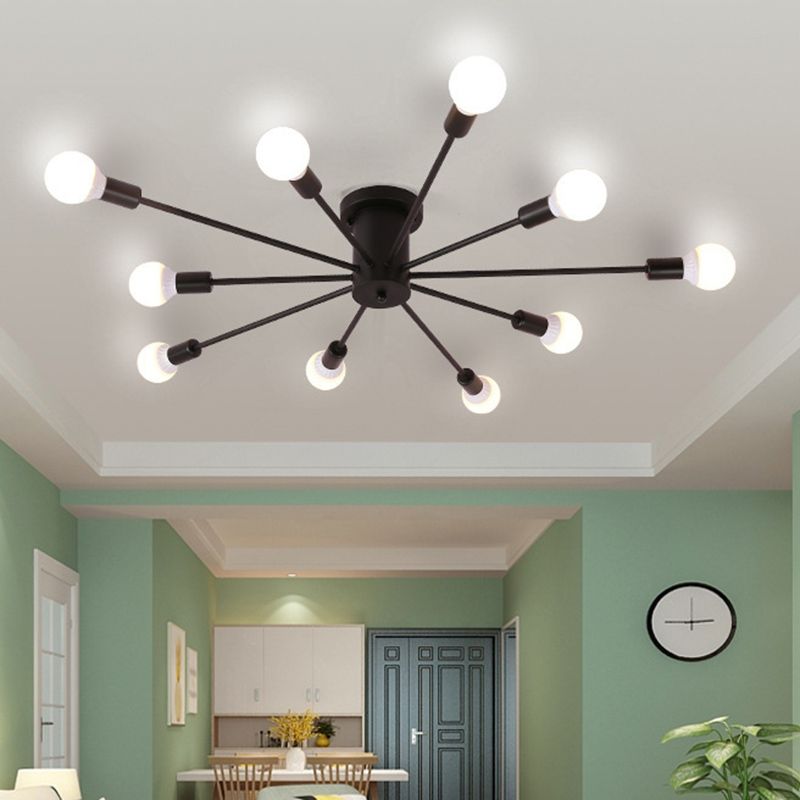 Industrial Style Iron Ceiling Light with Glass Shade for Bedroom