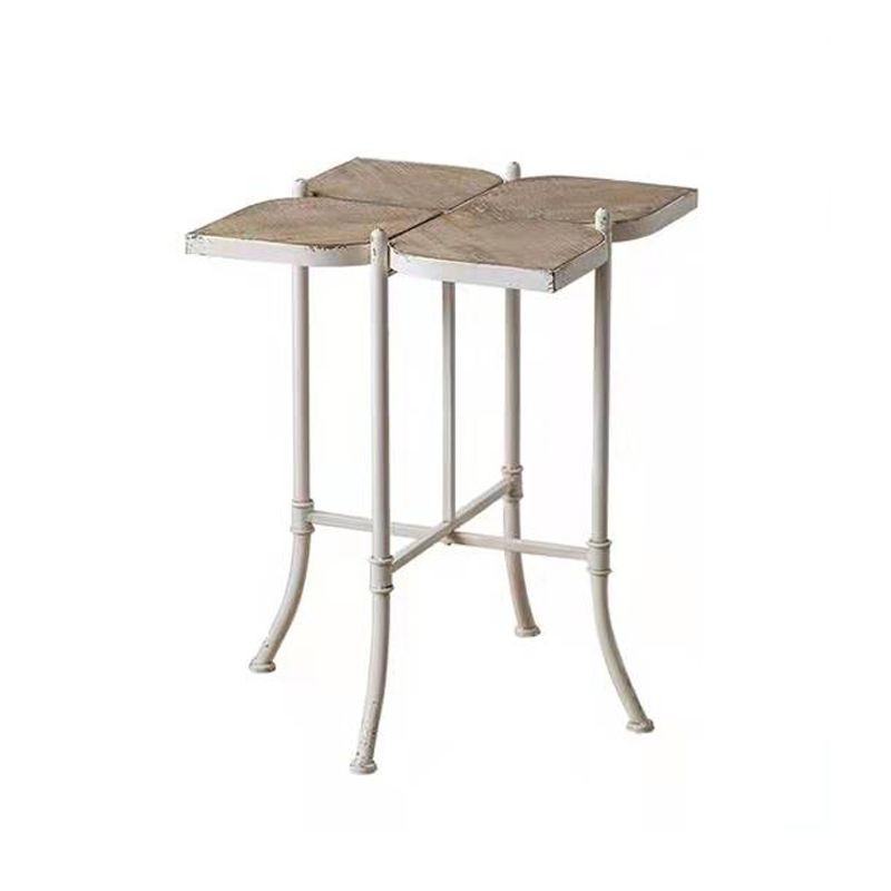 Solid Wood End Table French Country Distressed Side Table in Brown