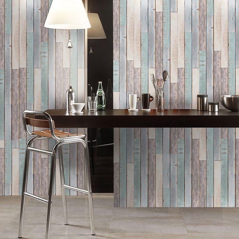 Removable Faux Wood Wallpaper 10' L x 12" W Country Style Wall Art for Living Room