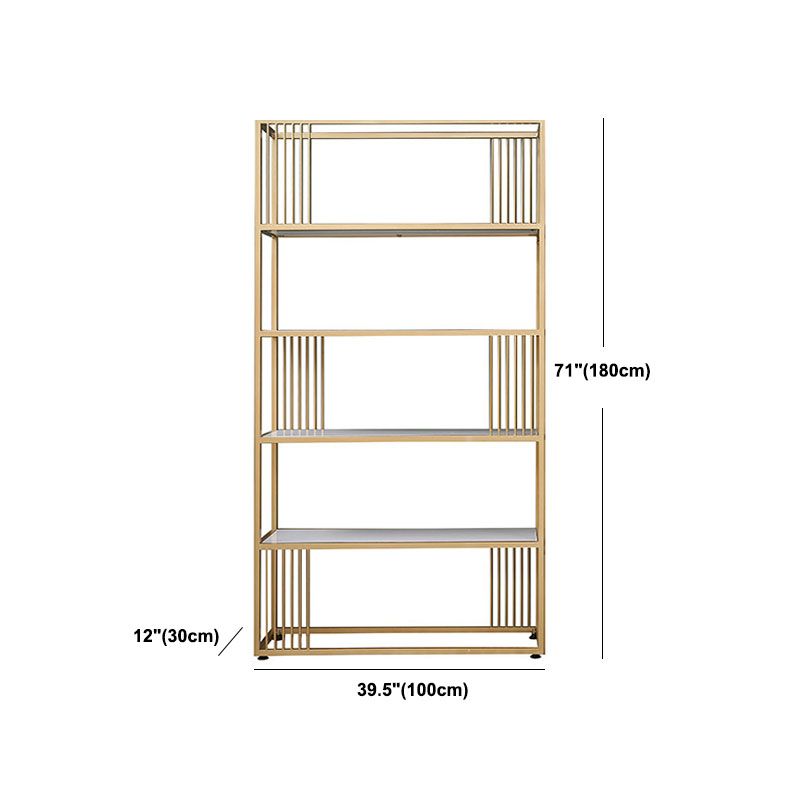 Modern Metal and Wooden Book Shelf Open Home Shelf Bookcase with Shelves
