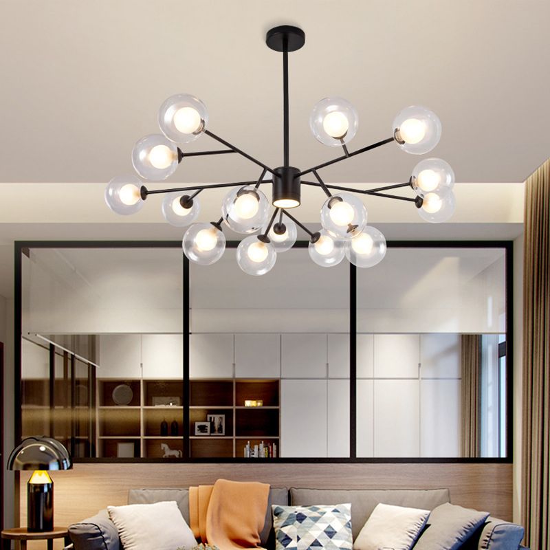 Spherical Shape Chandelier Light Modern Style Glass 1 Light Hanging Lamp for Dining Room