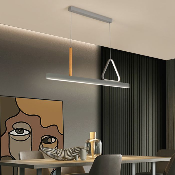 Sala de estar nueva iluminación moderna de isla LED lineal de metal lineal en gris