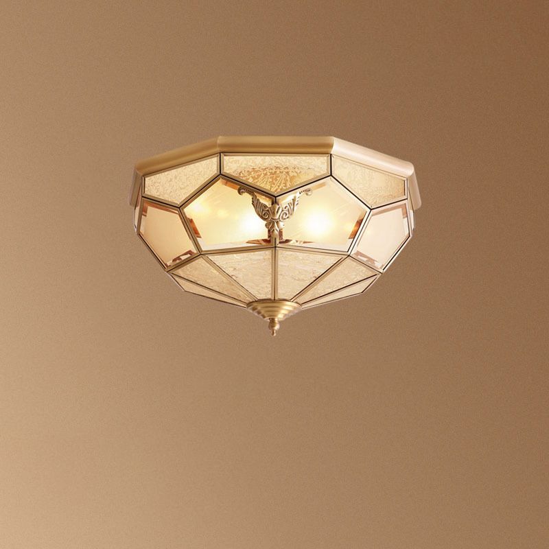 Luminaire encastré traditionnel en verre pour chambre à coucher, plafonnier en laiton