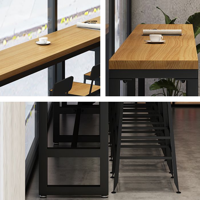 Industrial 1/7/12 Pieces Bar Table Set Rectangle Pine Wood Counter Table with High Stools