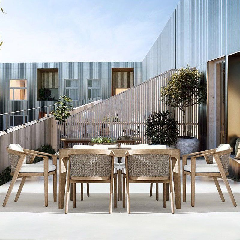 Farmhouse Solid Wood Dining Table Teak UV Resistant Dining Table