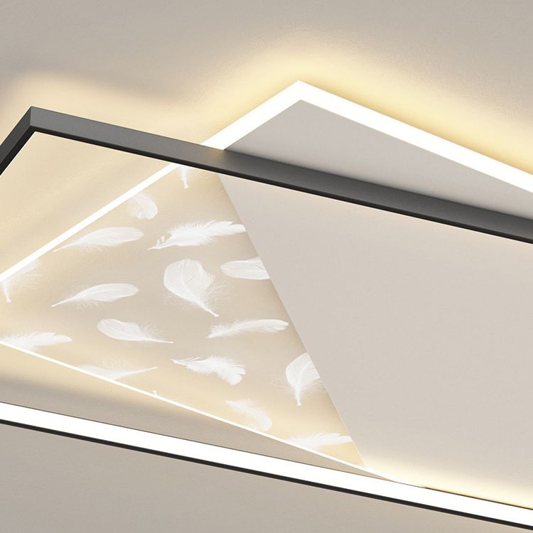 Lampe encastrée en fer forgé de plafond suspendu de salon de plume simple moderne LED