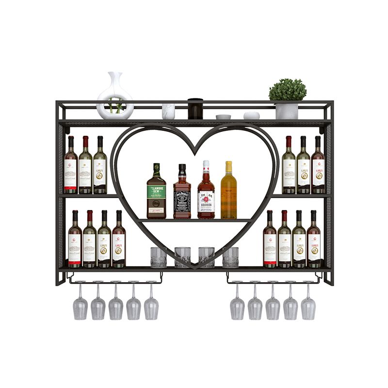 Wall Mounted Wine Rack Iron Wine Bottle & Glass Rack without Light