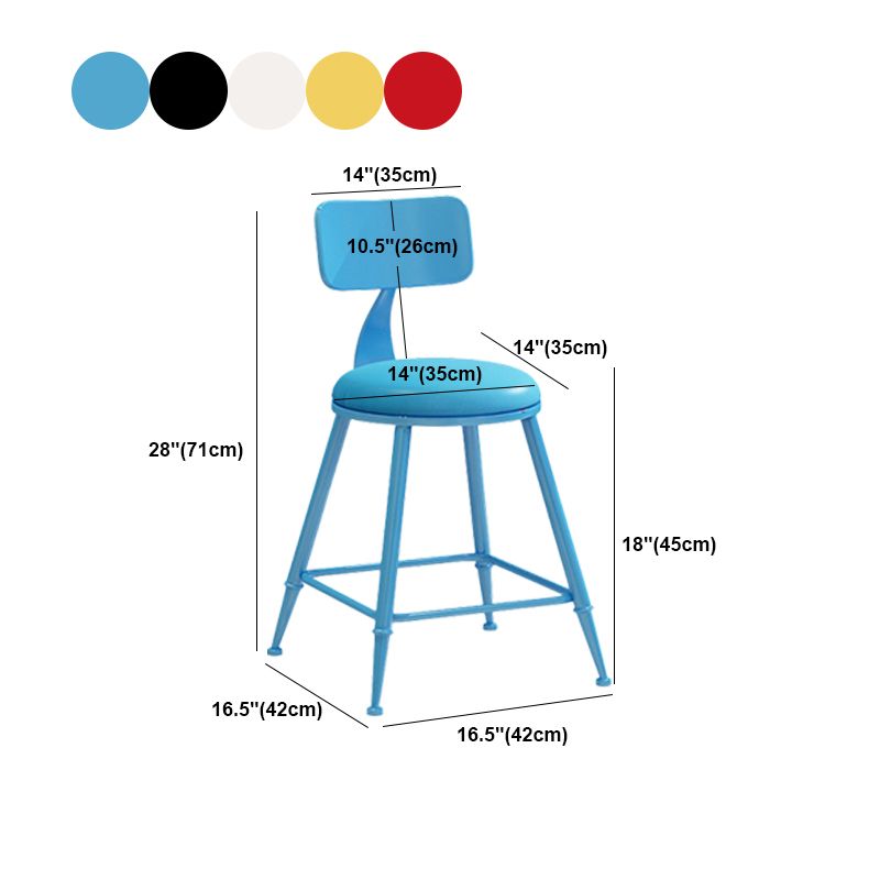 Scandinavian Metal Stool Faux Leather Round Seat Upholstered Counter Stool