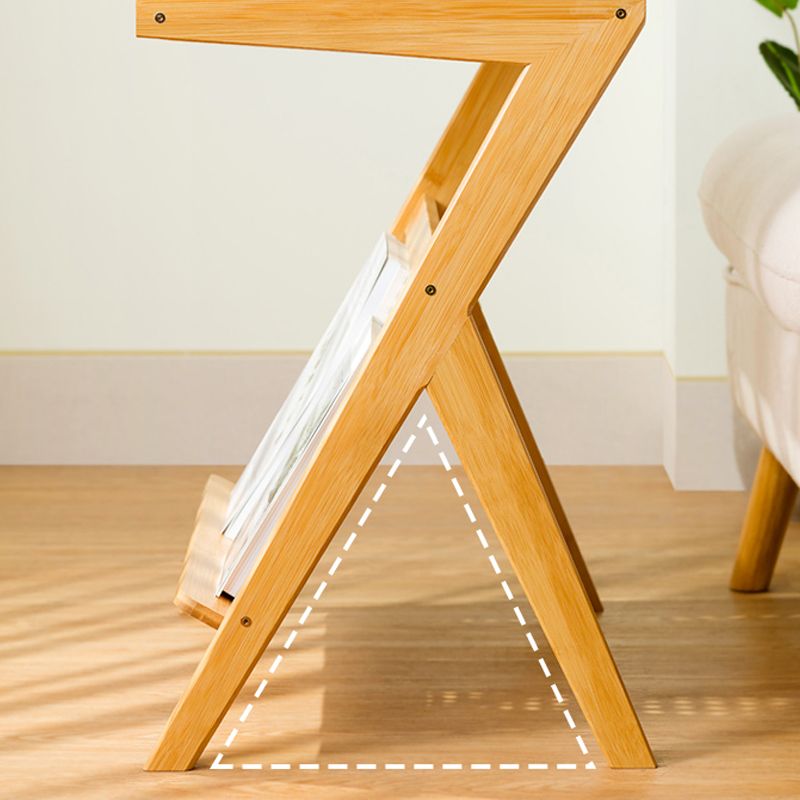 Contemporary Glass Top Accent Side Table for Living Room with Bamboo Base