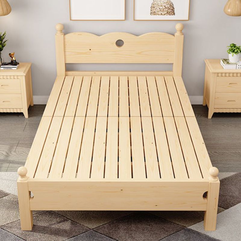 Scandinavian Wood Folding Bed Upholstered Bed Frame with Headboard