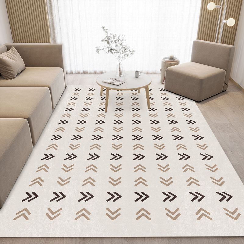 Apricot Casual Rug Polyester Print Rug Stain Resistant Rug for Drawing Room