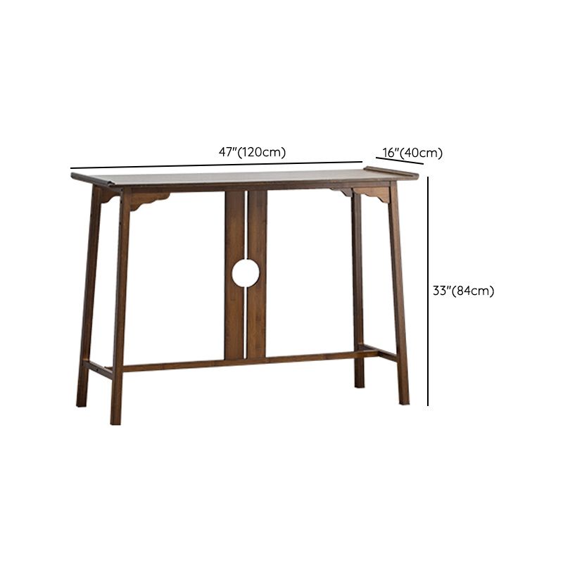 Mid-Century Modern Console Table Dark Brown Solid Wood Rectangle Console Table