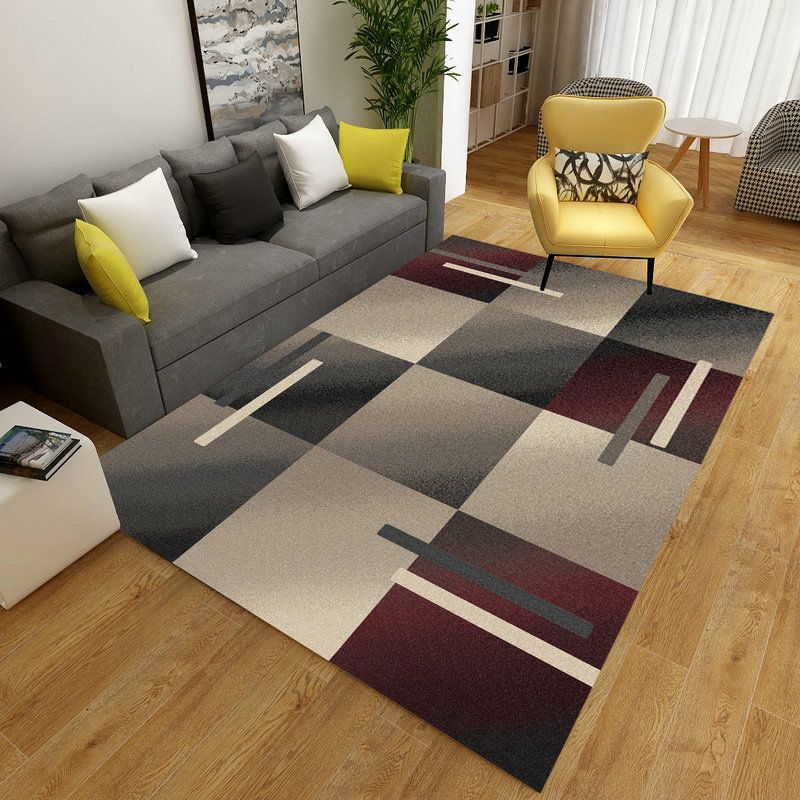 Gold Strip Carpet Polyester Modern Carpet Stain Resistant Carpet for Home Decoration