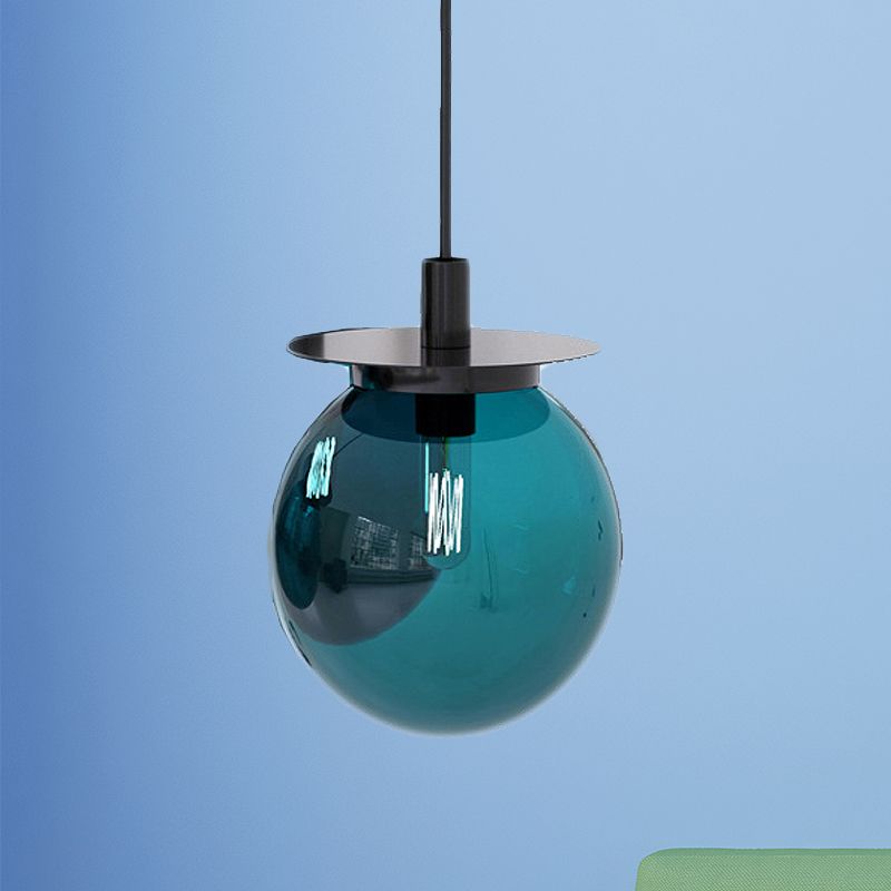 Globe comedor kit de lámpara colgante naranja/azul/vidrio transparente 1 cabeza de lámpara colgante moderna