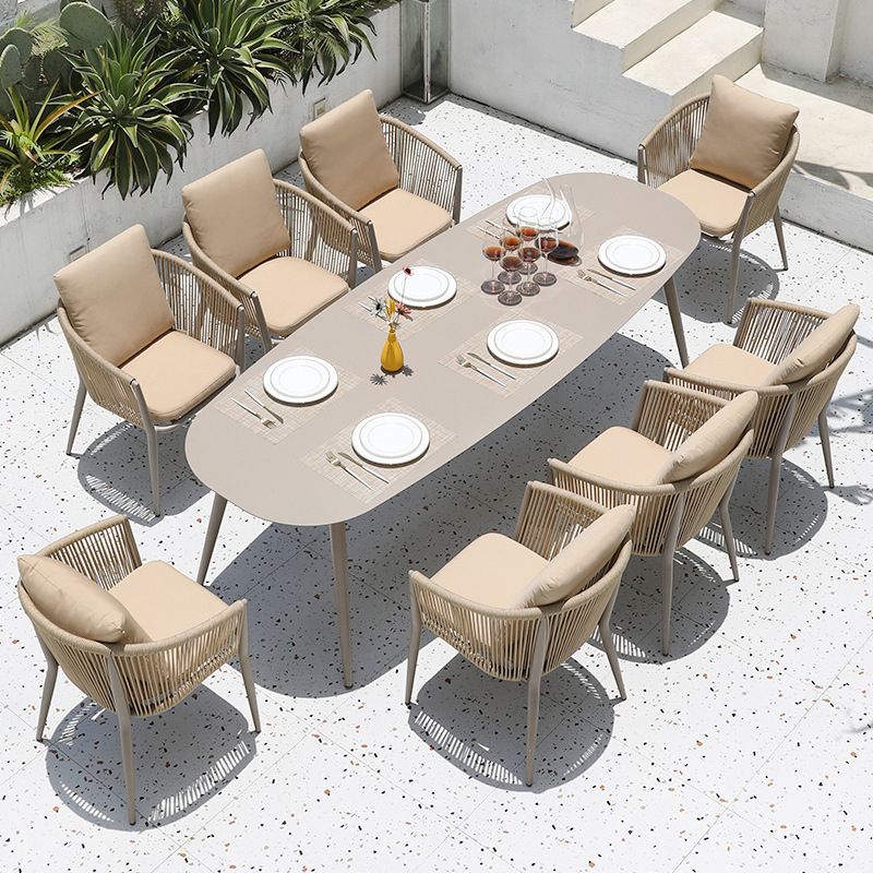 Contemporary Aluminum Frame Patio Table Outdoor Rust Resistant Dining Table