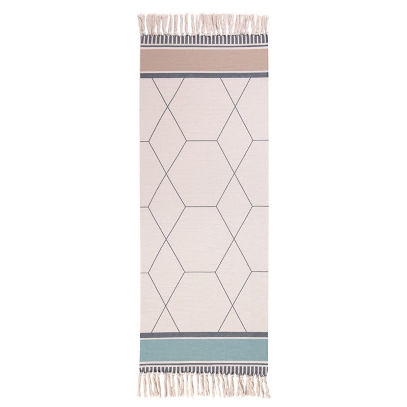 Multi-Color Southwestern Rug Cotton Geometric Printed Area Carpet Easy Care Pet Friendly Indoor Rug for Bedroom