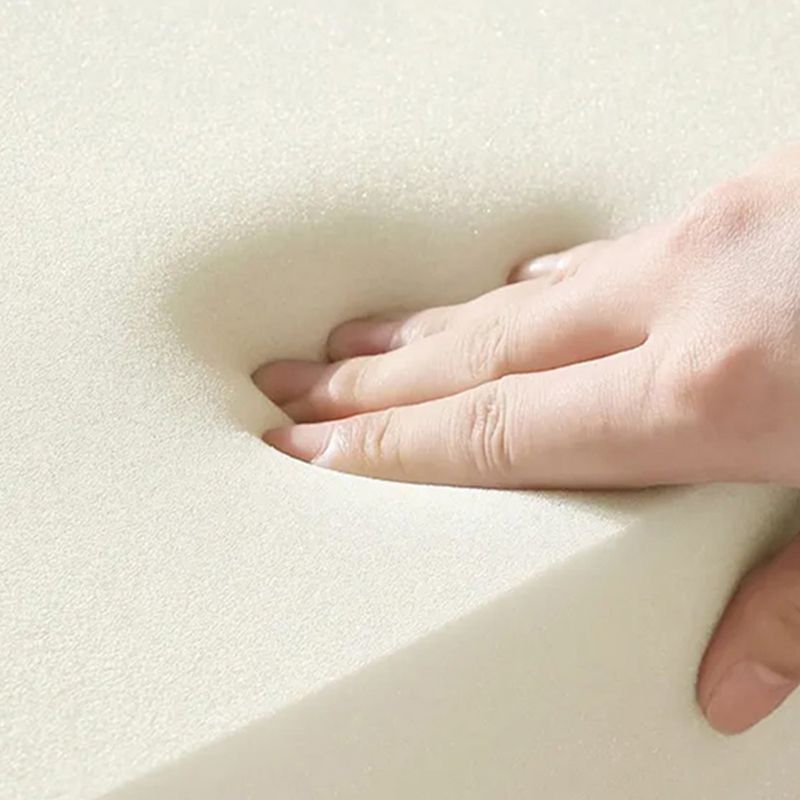 Contemporary Pouf Ottoman Faux Leather Upholstered Solid Wood Frame Round Ottoman